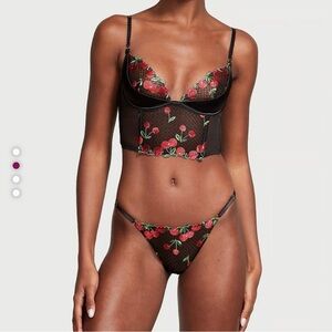 Victoria's Secret Black and Red Floral Bra